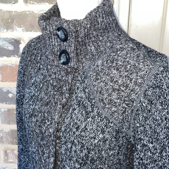 PrAna Angelica Charcoal Gray Long Cardigan Sweater Contrast Wool Mohair Trim LRG - Picture 8 of 16